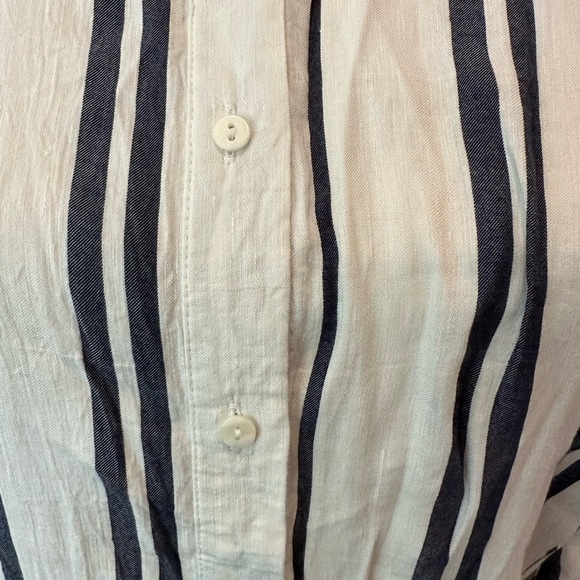 Zara Woman Linen Blend Long Maxi Shirt Dress Vertical  Stripes XL NWOT - Picture 5 of 11